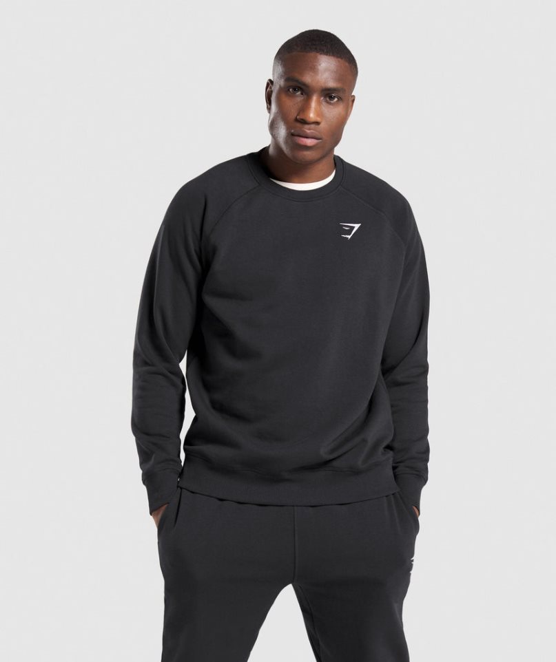 Men\'s Gymshark Crest Sweatshirts Black | CA 76NA8D